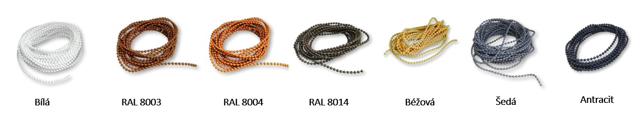 Řetízek na žaluzie barvy